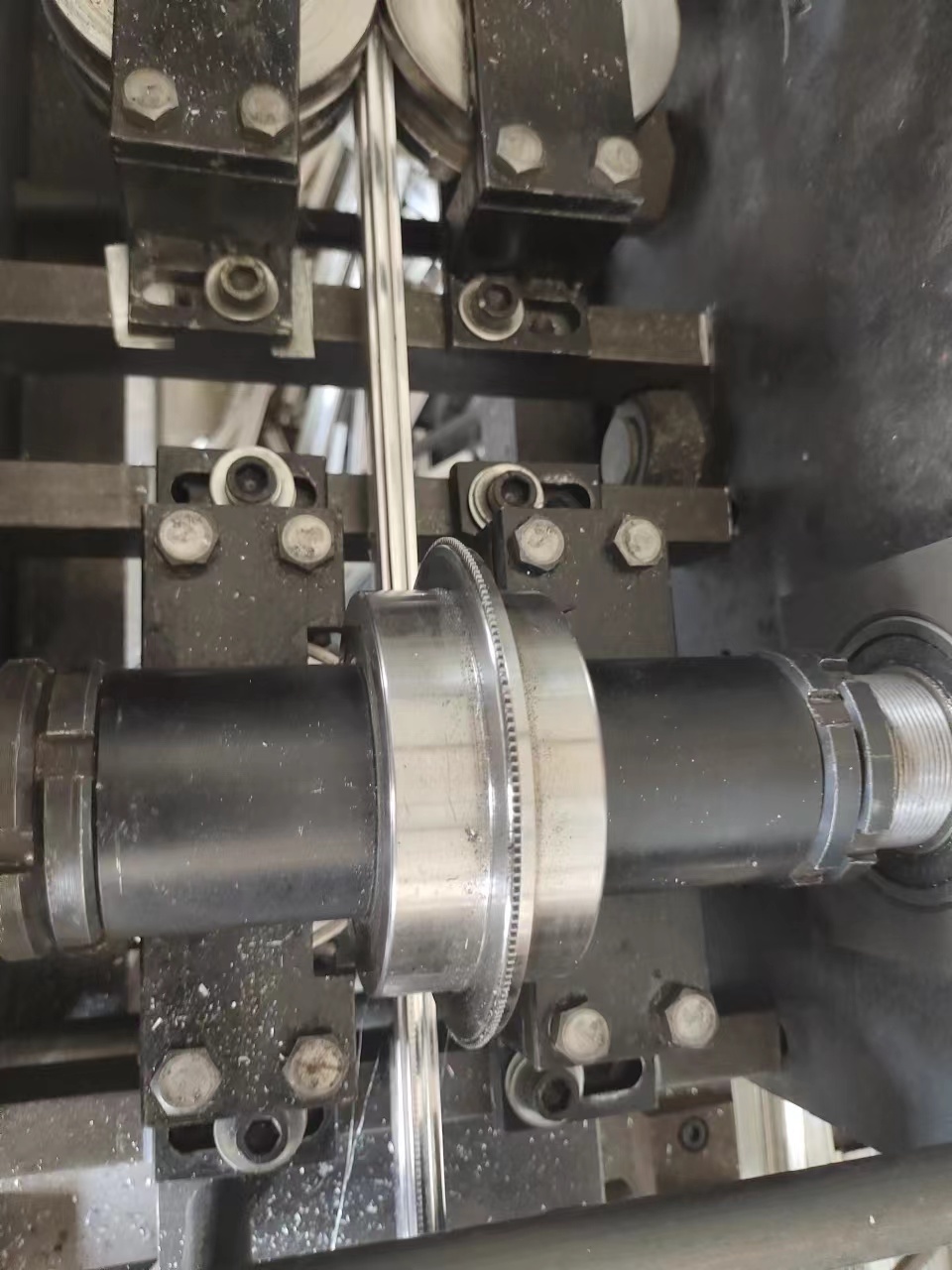Aluminum roll forming profile production close-up